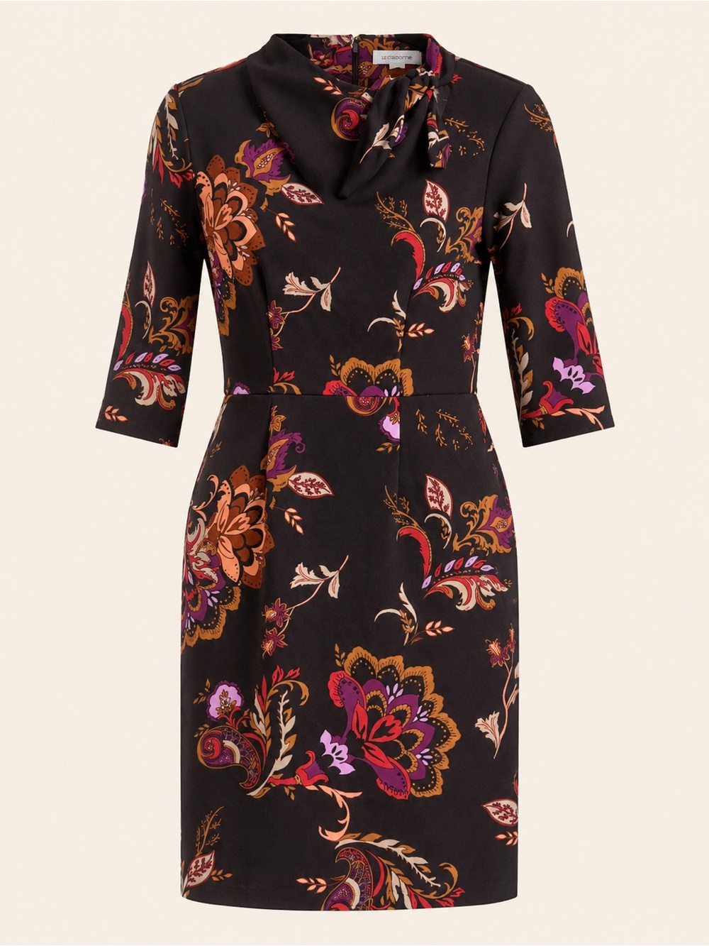 Liz Claiborne Floral Paisley Tie Neck Sheath Dress Size 4